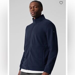 New w/ Tags ALO Yoga Men's Navy Conquer Max Mock Neck Full Zip | Size L